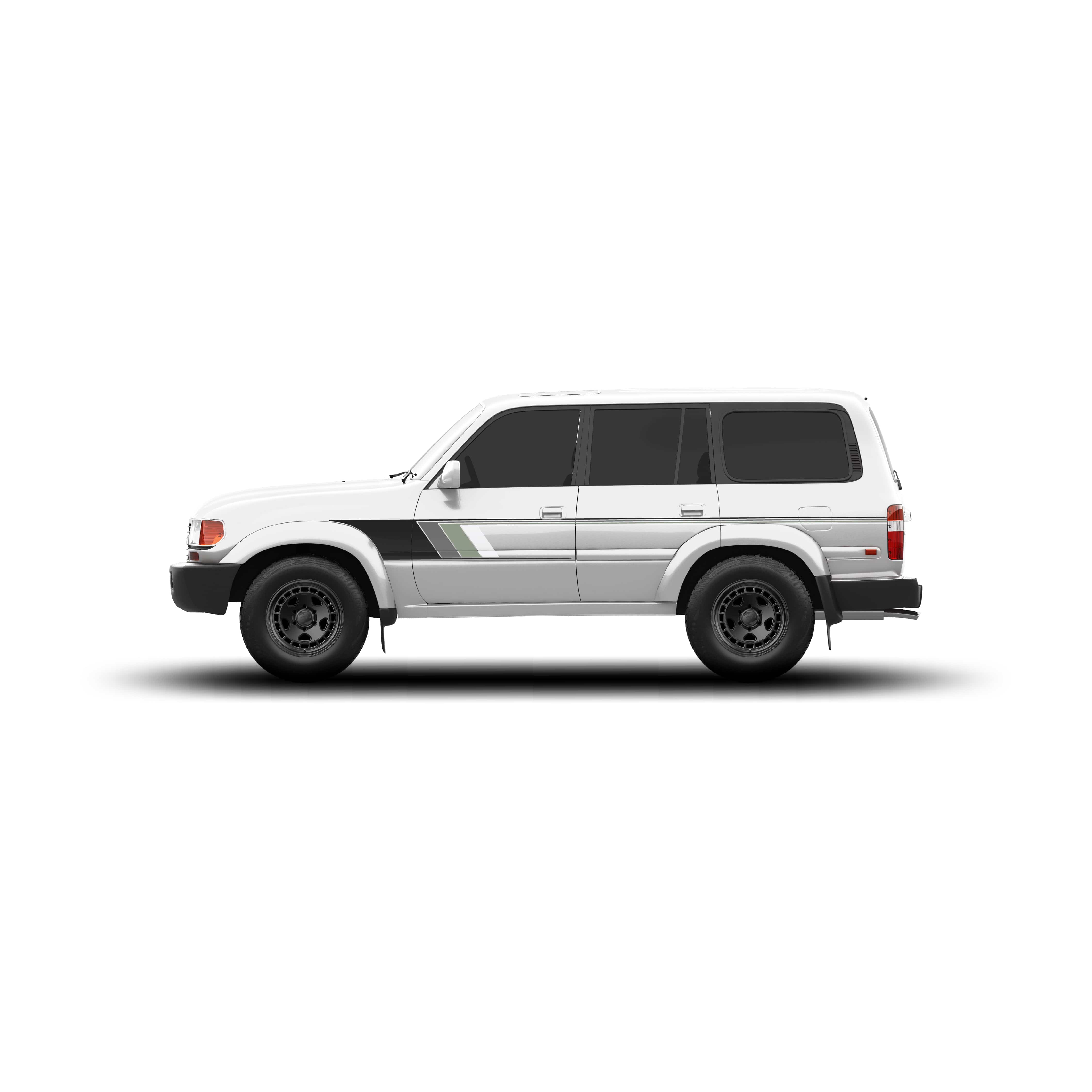 Taco Vinyl Vehicle Decals Lunar Rock / No Hood Stamp 80 Series Land Cruiser Checkered Stripe Kit