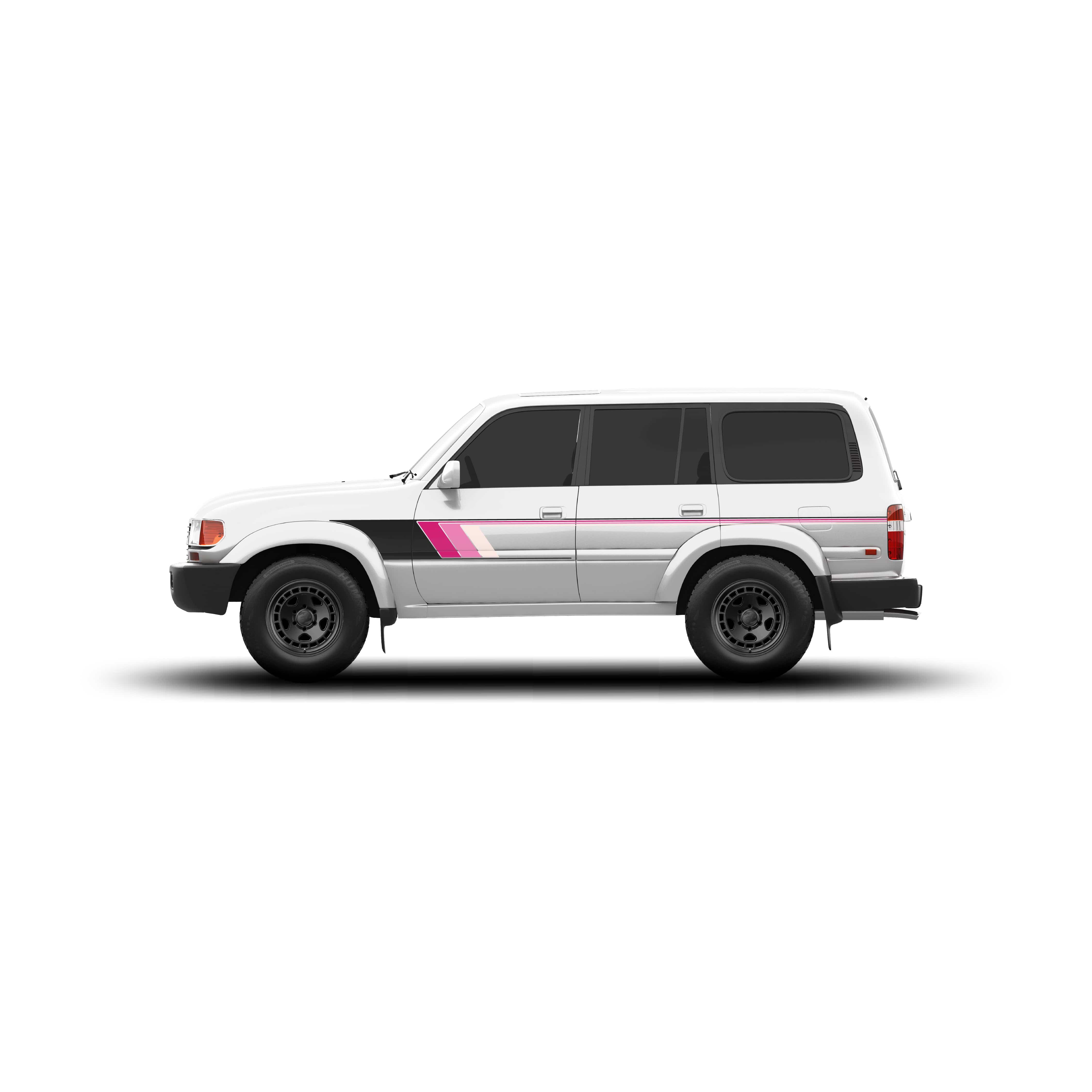 Taco Vinyl Vehicle Decals Pink / No Hood Stamp 80 Series Land Cruiser Checkered Stripe Kit