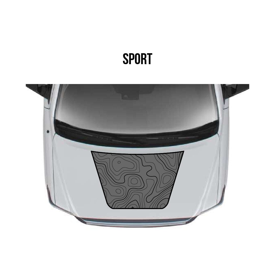 Taco Vinyl Vehicle Decals Sport (Smaller) / Gray with Black Topography 2014-2021 Tundra Hood Stamp