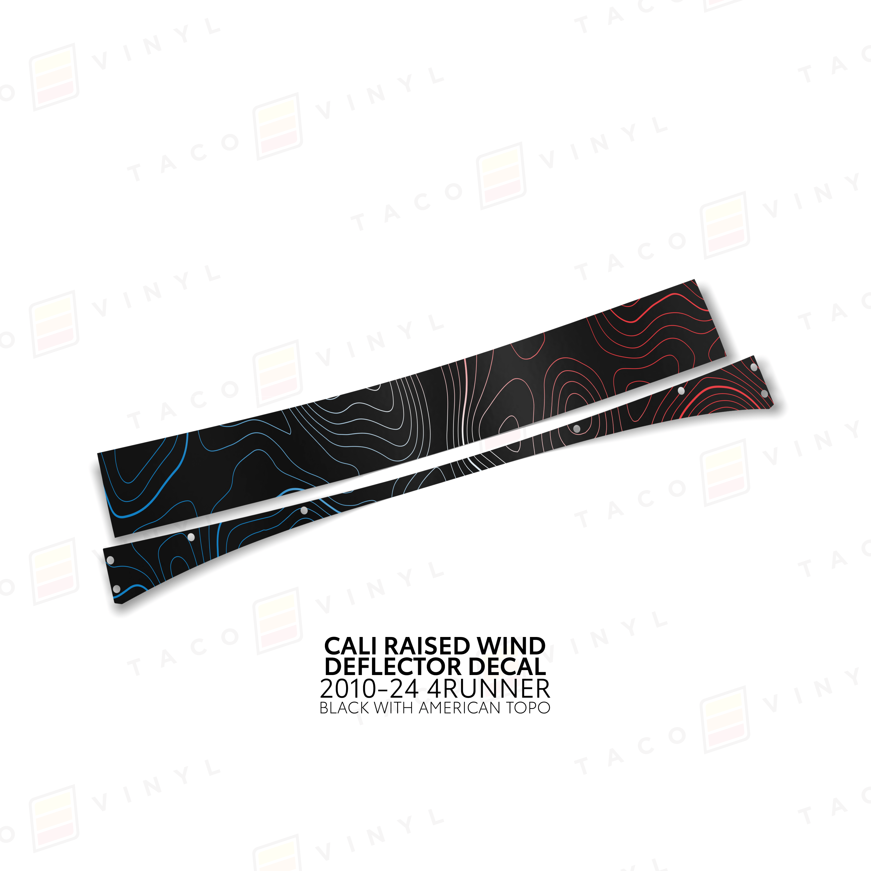 Taco Vinyl Vinyl Black w/ American Topo / 2010-24 4Runner Cali Raised Wind Deflector Decal