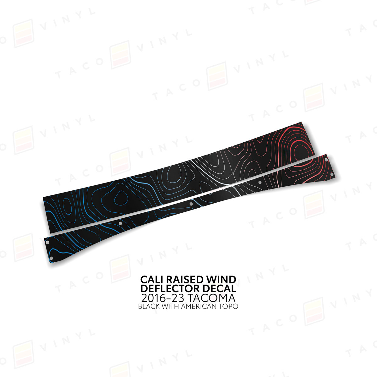 Taco Vinyl Vinyl Black w/ American Topo / 2016-2023 Tacoma Cali Raised Wind Deflector Decal