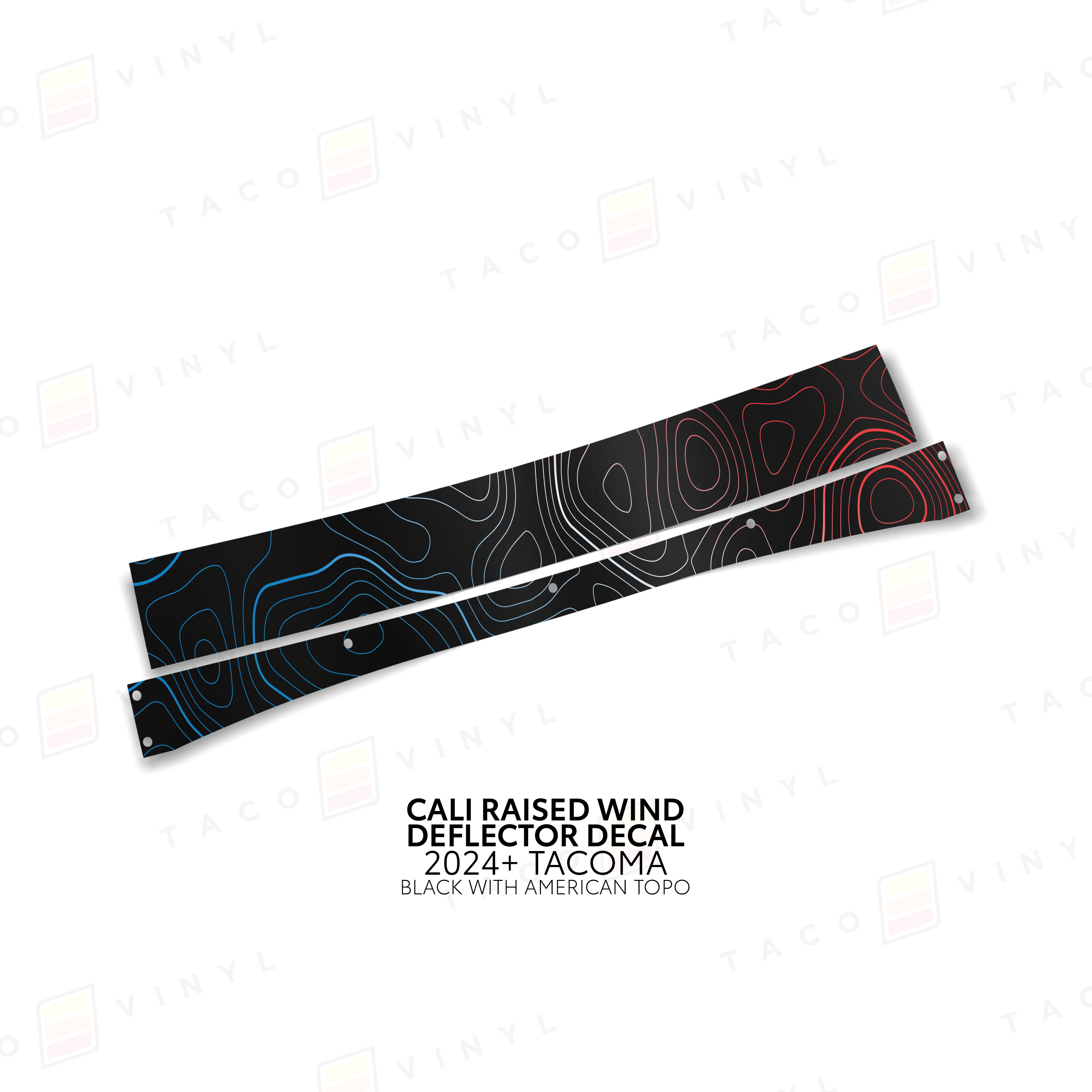 Taco Vinyl Vinyl Black w/ American Topo / 2024+ Tacoma Cali Raised Wind Deflector Decal