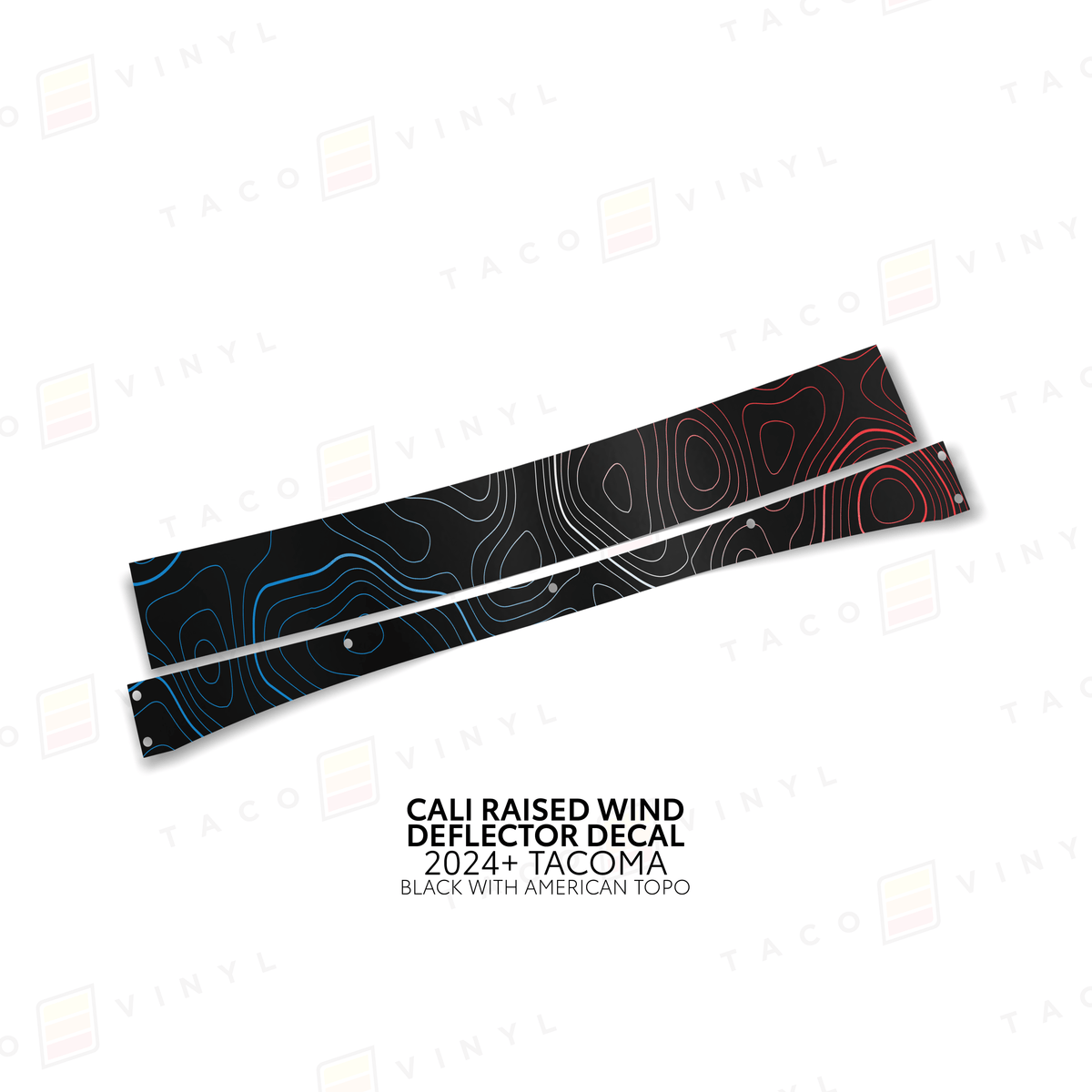 Taco Vinyl Vinyl Black w/ American Topo / 2024+ Tacoma Cali Raised Wind Deflector Decal