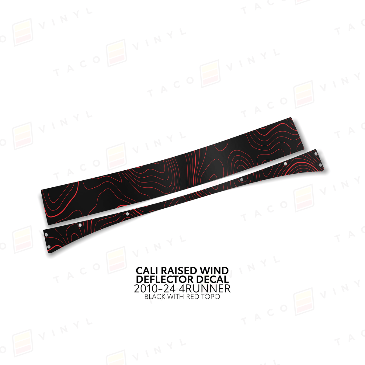 Taco Vinyl Vinyl Black w/ Red Topo / 2010-24 4Runner Cali Raised Wind Deflector Decal