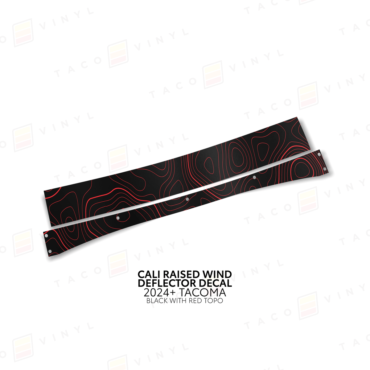 Taco Vinyl Vinyl Black w/ Red Topo / 2024+ Tacoma Cali Raised Wind Deflector Decal