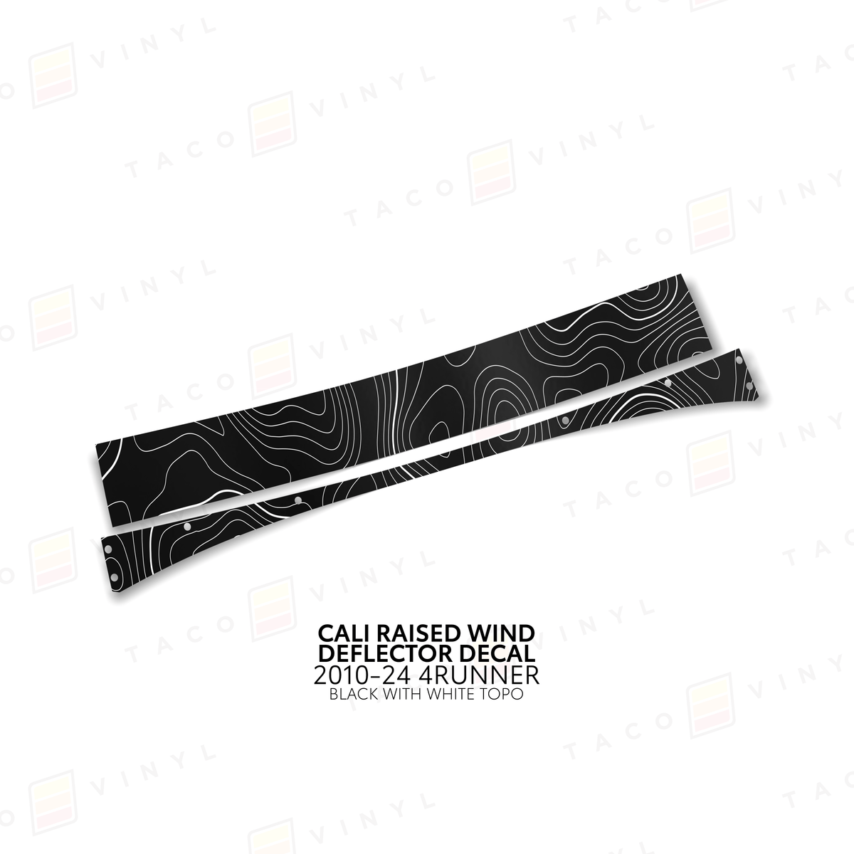 Taco Vinyl Vinyl Black w/ White Topo / 2010-24 4Runner Cali Raised Wind Deflector Decal