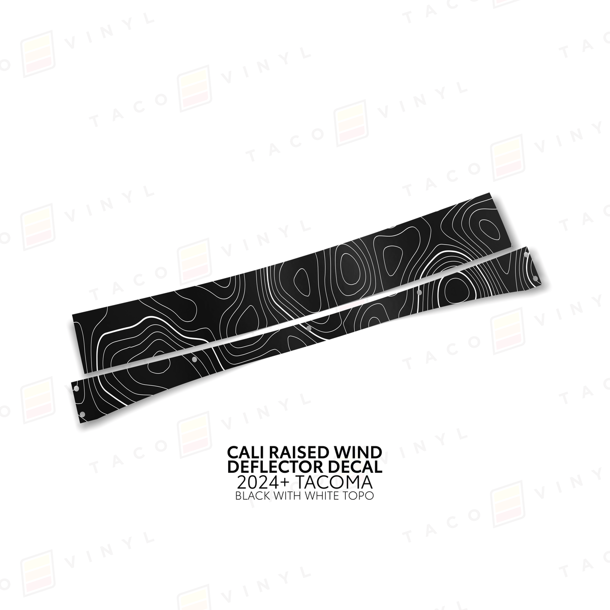 Taco Vinyl Vinyl Black w/ White Topo / 2024+ Tacoma Cali Raised Wind Deflector Decal