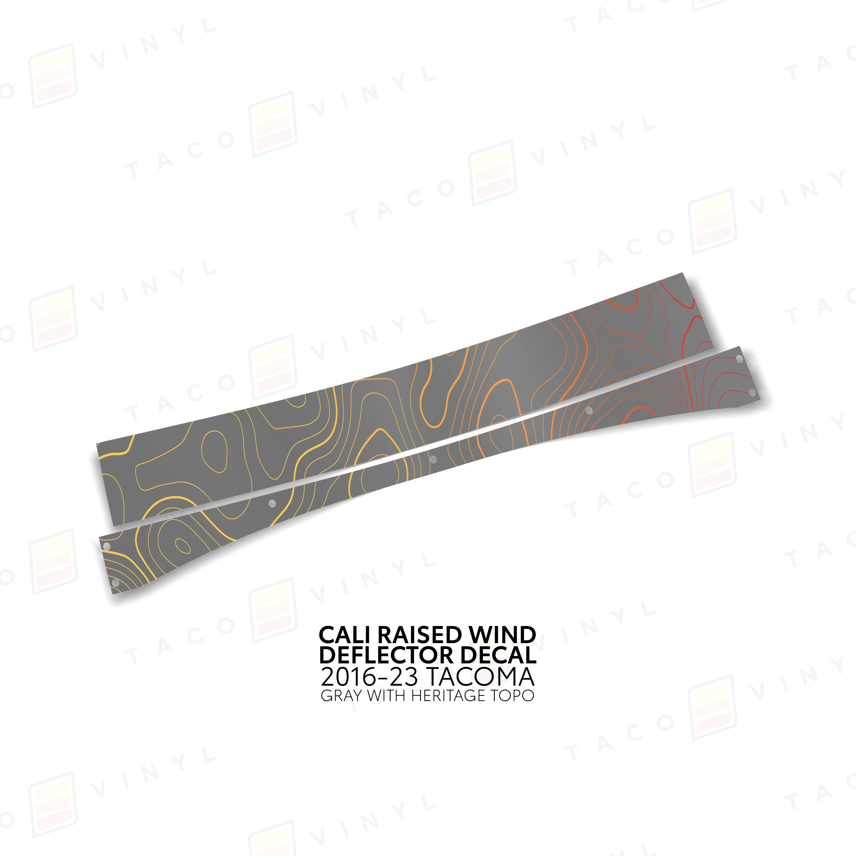 Taco Vinyl Vinyl Gray w/ Heritage / 2016-2023 Tacoma Cali Raised Wind Deflector Decal