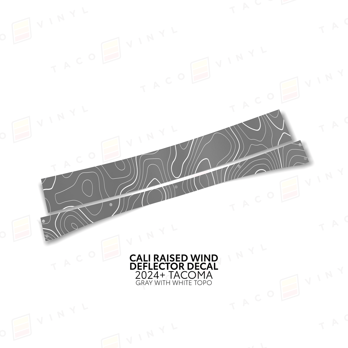 Taco Vinyl Vinyl Gray w/ White Topo / 2024+ Tacoma Cali Raised Wind Deflector Decal
