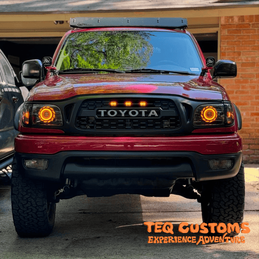 thumbnail image 2 of Rosegrille-pro Front Grille For 2001-2004 Toyota Tacoma – Honeycomb Style, Matte Black, With LED Lights & Letter, Used But Like New 2 of 6