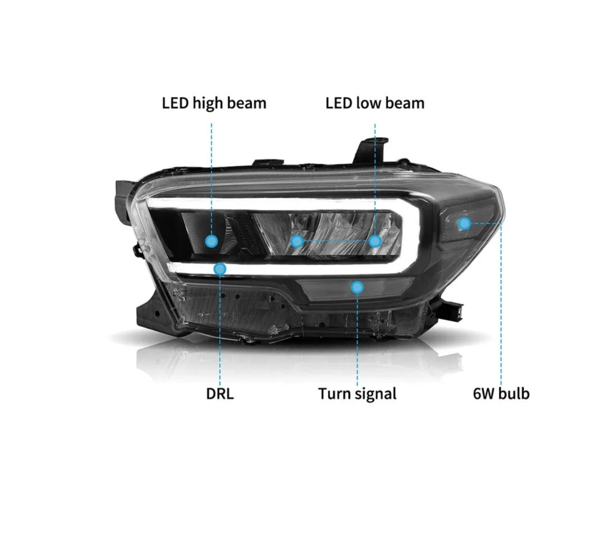 TEQ Customs LLC Headlights 16+ Tacoma Full LED Replacement Headlights With DRL