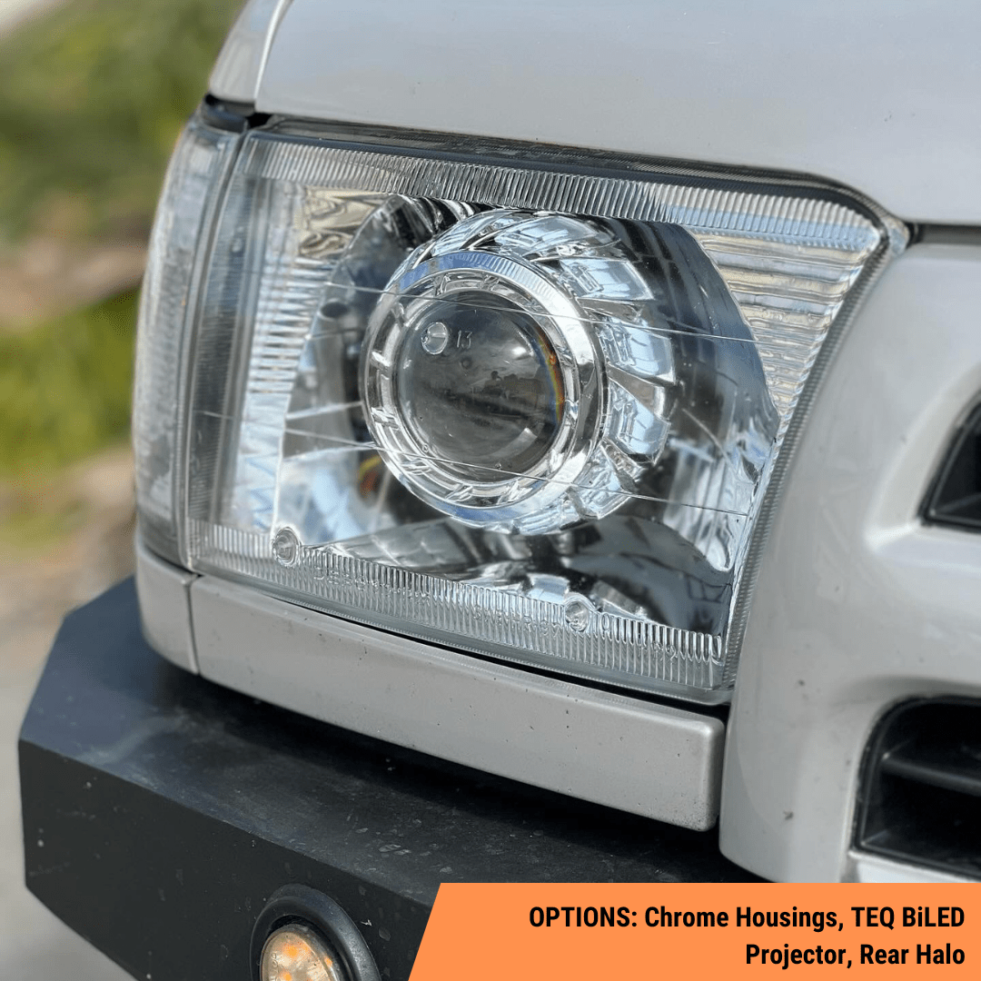 TEQ Customs LLC Headlights Chrome / Rear Halo / Switchback (White and Amber) 96-02 4Runner Turbine Edition Headlights