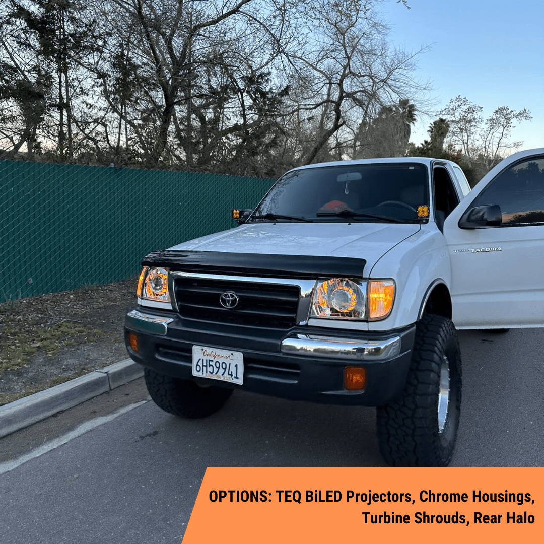 Complete 19-Piece Front Bumper & Headlight Kit For 1998-2000 Toyota Tacoma (Textured/Chrome)