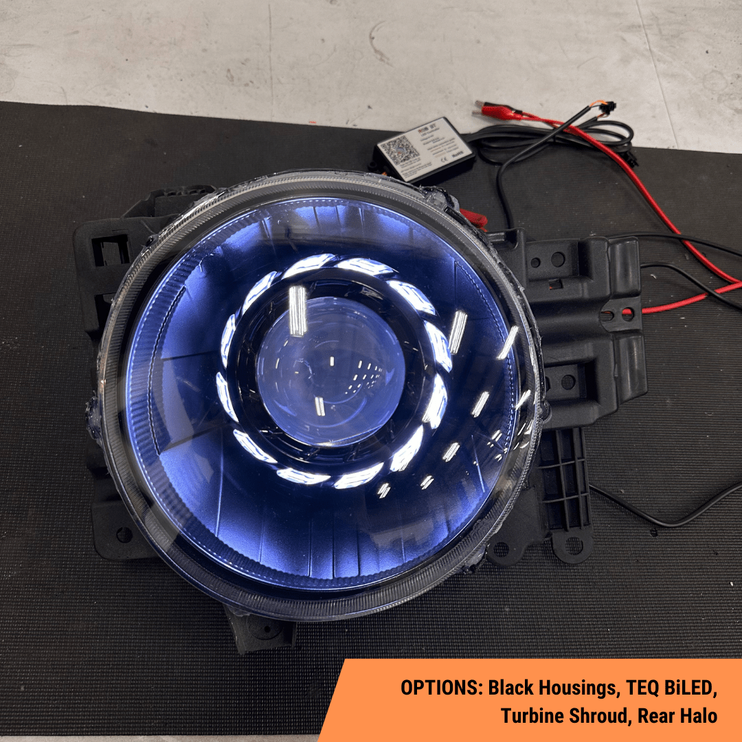 AmeriLite Black Projector Replacement Headlights LED Halo Set For AmeriLite Black Projector Replacement Headlights LED Halo Set For