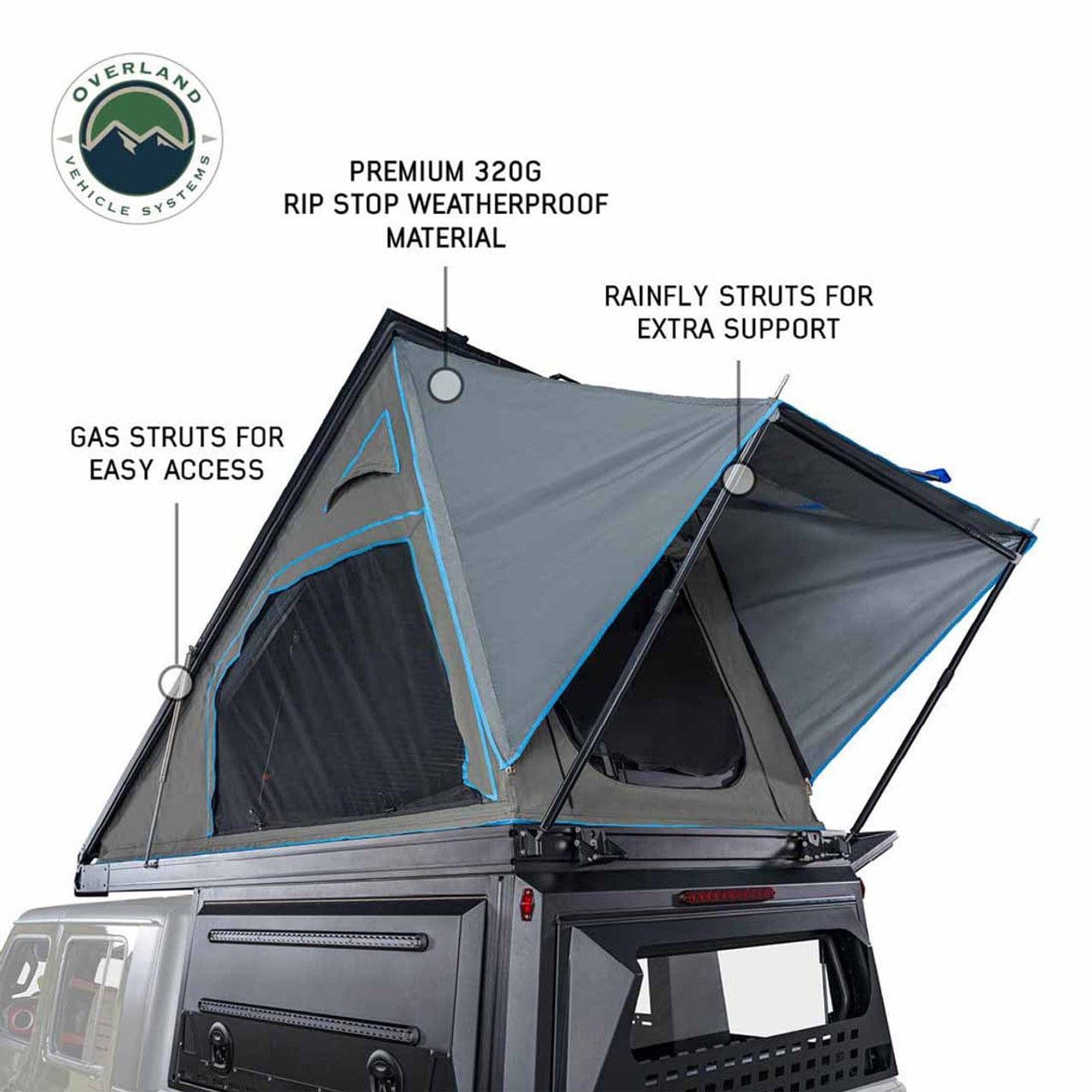 TEQ Customs MagPak Camper W/Tent, Lights, Rear Molle Panel, Side Tie Downs, Front and Rear Windows 19-24 Ford  Ranger 5 Foot Bed Overland Vehicle Systems