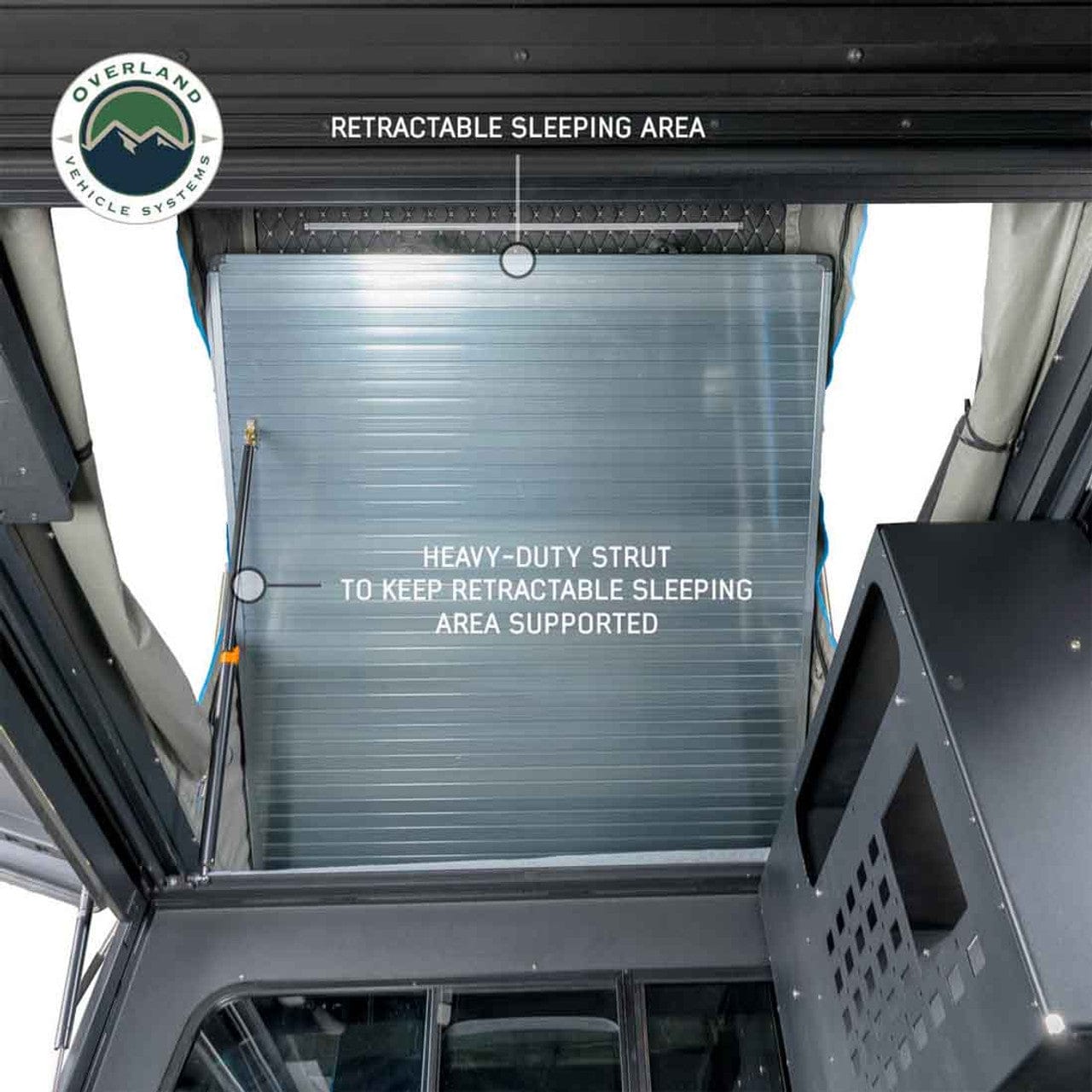 TEQ Customs MagPak Camper W/Tent, Lights, Rear Molle Panel, Side Tie Downs, Front and Rear Windows 19-24 Ford  Ranger 5 Foot Bed Overland Vehicle Systems