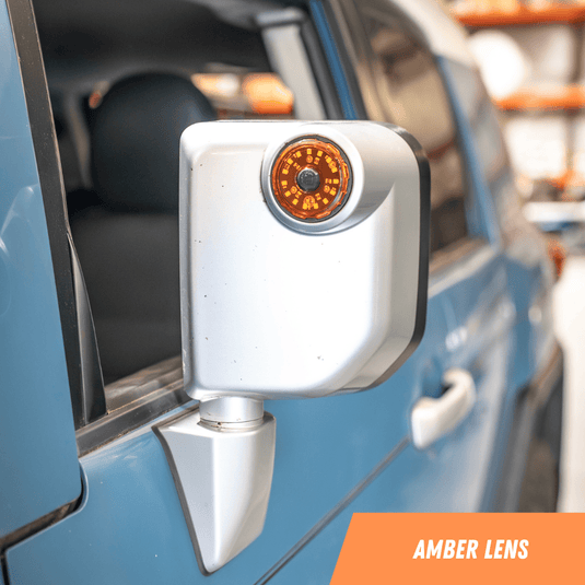 TEQ Customs Side Marker Lights + Turn Signals Brackets / KC Cyclones / Plug and Play Wiring / Amber KC Cyclone Mirror Light Kit - 2007-2014 FJ Cruiser