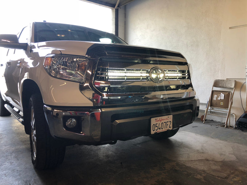 Load image into Gallery viewer, 2014-2020 Toyota Tundra 42&quot; Curved LED Light Bar Hidden Grille Combo - Cali Raised LED
